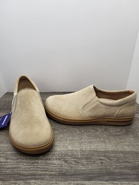 Birkenstock Oswego Mens Size 10 Taupe Suede Slip On Sneaker Loafer NEW